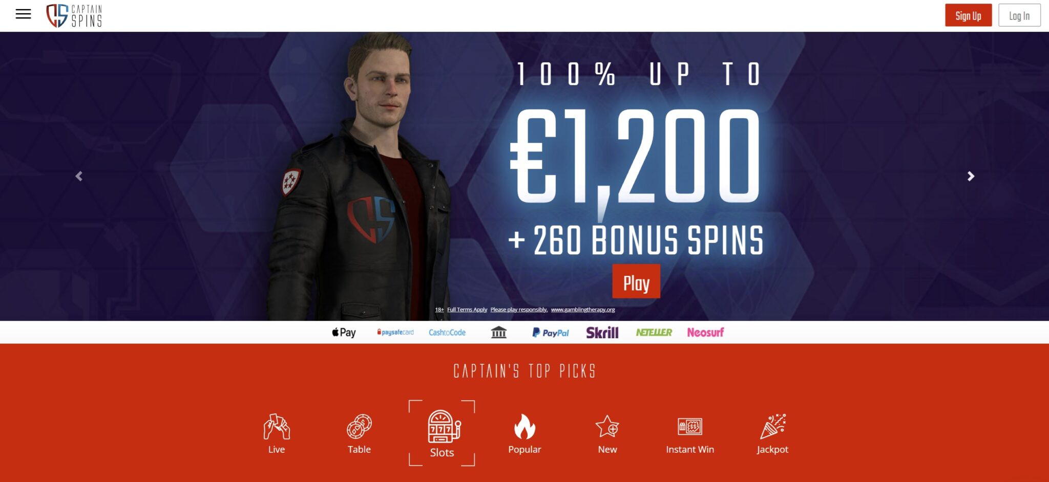 Captain Spins – Top Online Casino | 1,200 NZD + 260 FS